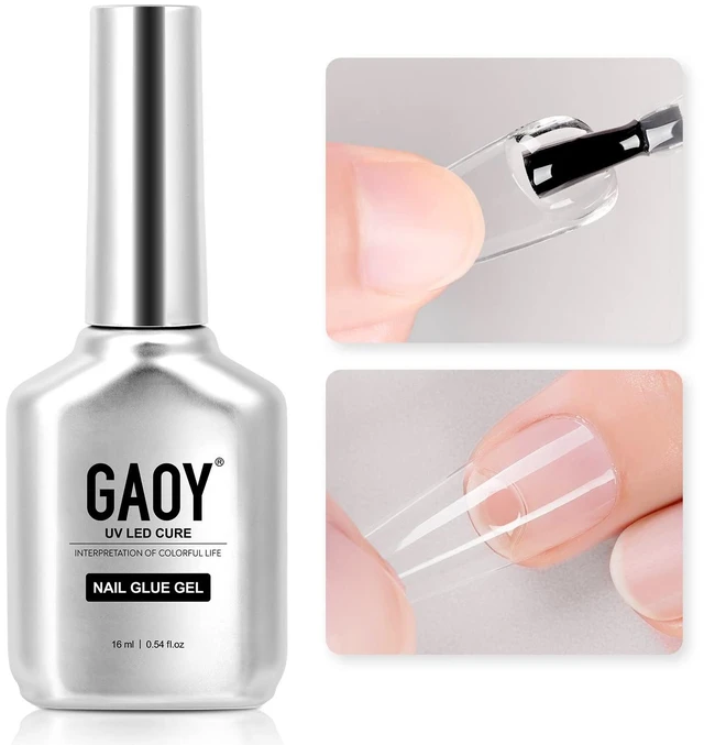 Main image of GAOY Nail Glue Gel for Acrylic Tips, 16ml Clear Glue Gel for Sheer Press on Nails for Long Lasting UV Light Cure DIY
