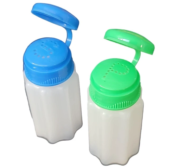 Main image of Handy Housewares Spill-Proof Flip-Lid Mini Salt & Pepper Shakers | Compact Durable Plastic Travel Spice Dispenser Set for Lunch Bags, Camping & Outdoor Cooking | Blue and Green (1 Pair)