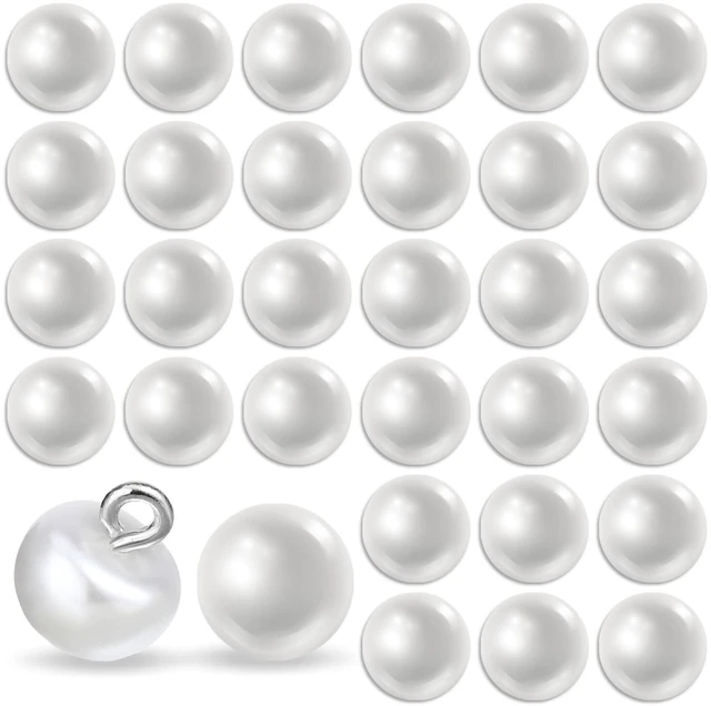 Main image of 30 PCS Pearl Buttons for Clothes 10 mm Buttons for Sewing, Round Pearl Buttons with Shank, White Decorative Buttons for Dresses, Shirts, DIY Crafts