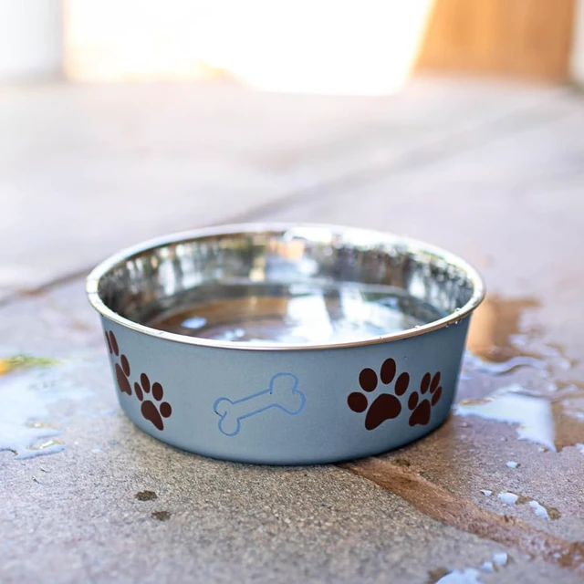 Alt view image 4 of 7 - Loving Pets Bella Dog Bowls- Stainless Steel Dog & Cat Bowls - Spill Proof Dog Food Bowl, Cat Bowl, Puppy Essentials & Pet Supplies Great for Home & Travel (Medium 20-35 lbs, Blueberry)