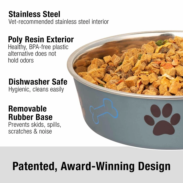 Alt view image 5 of 7 - Loving Pets Bella Dog Bowls- Stainless Steel Dog & Cat Bowls - Spill Proof Dog Food Bowl, Cat Bowl, Puppy Essentials & Pet Supplies Great for Home & Travel (Medium 20-35 lbs, Blueberry)