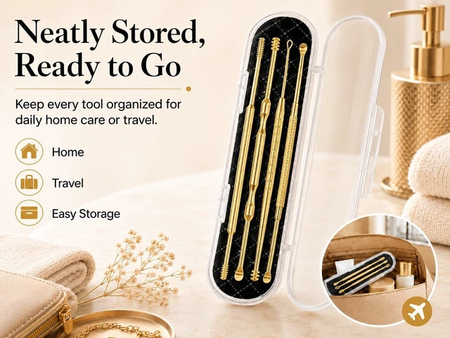 Alt view image 6 of 6 - Hion 6 Pcs Extended Ear Wax Removal Kit,Professional Double-Headed Ear Pick Earwax Removal Tools,316L Stainless Steel Ear Cleaner Curette with Cleaning Brush and Storage Box,Suit for Kid Adult(Gold)