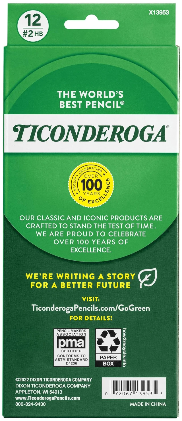 Alt view image 3 of 6 - Ticonderoga Wood-Cased Pencils, #2 HB Soft, Black, 12 Count