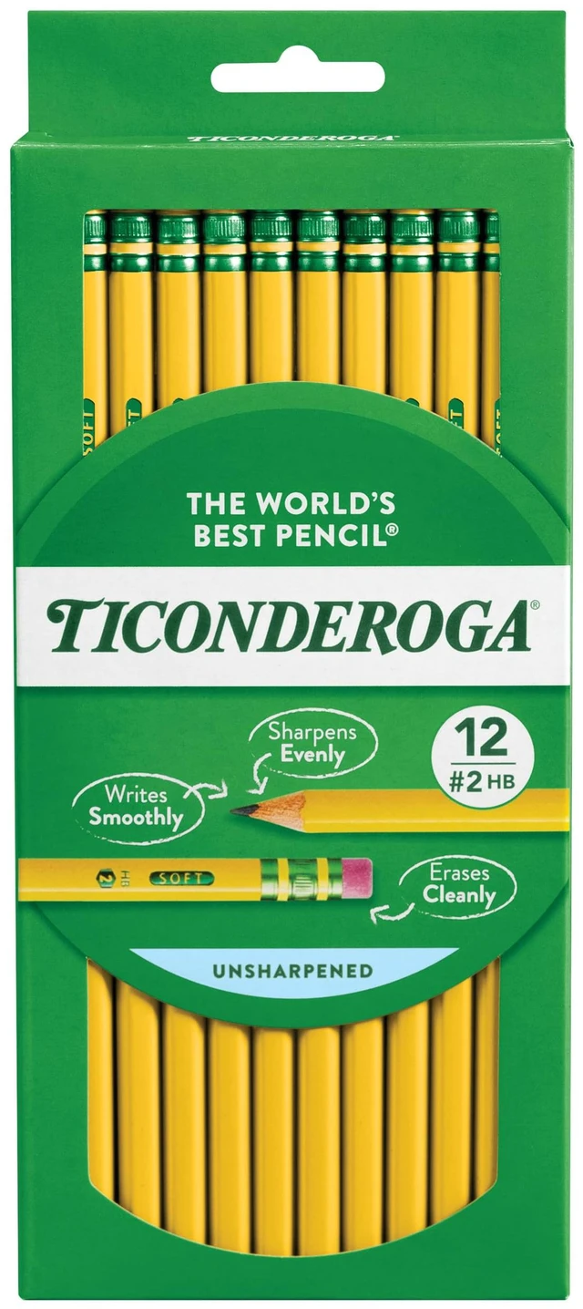 Main image of Ticonderoga Wood-Cased Pencils, #2 HB Soft, Yellow, 12 Count