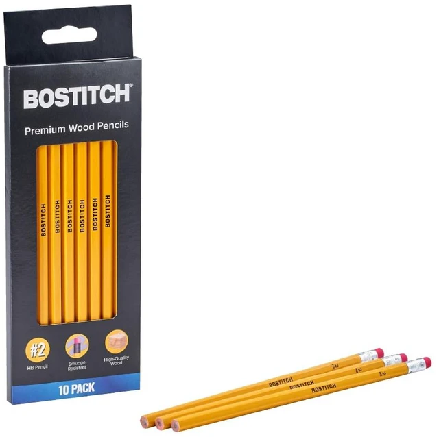 Main image of Bostitch Premium #2 Pencils, Premium Wood, Unsharpened, HB Graphite, 10-Pack