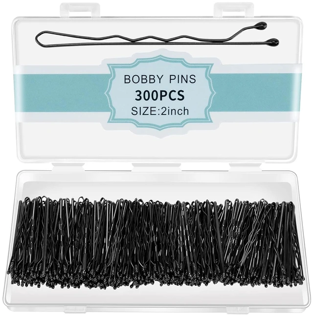 Main image of 300 Pcs Bobby Pins Black, Hair Pins for Women Girls and Kids, Invisible Wave Hair clips Bulk with Storage box, Pain-Free Hairpins(2 Inch Black)