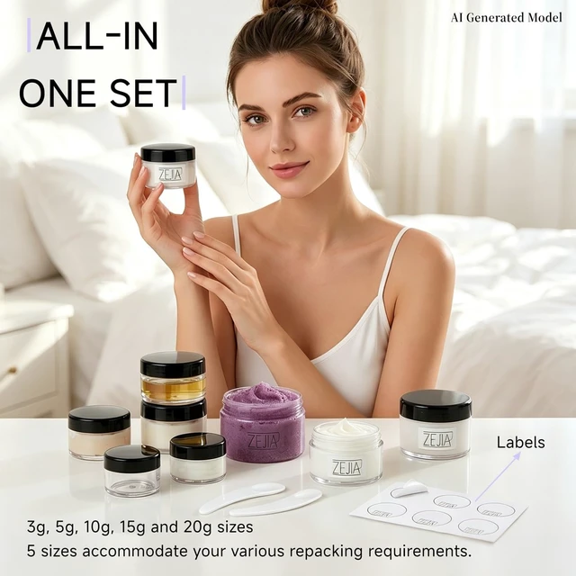 Alt view image 6 of 6 - 10pcs Small Travel Containers, 3/5/10/15/20 Gram Sample Jars with Lids