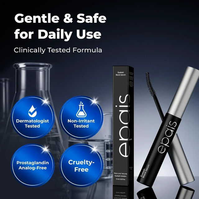 Alt view image 5 of 6 - Epais Eyelash Black Tinted Serum, 2-in-1 Lash Growth Enhancer and Tinting Treatment, 7 Peptides and Biotin Formula for Longer Thicker Lashes, Charcoal-Based Black Food Complex, Korean Lash Care
