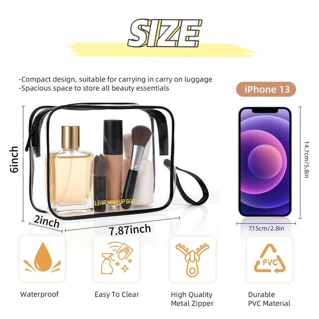 Alt view image 7 of 7 - Icramsy Clear Makeup Bag,2 Pack TSA Approved Toiletry Bag for Women & Men
