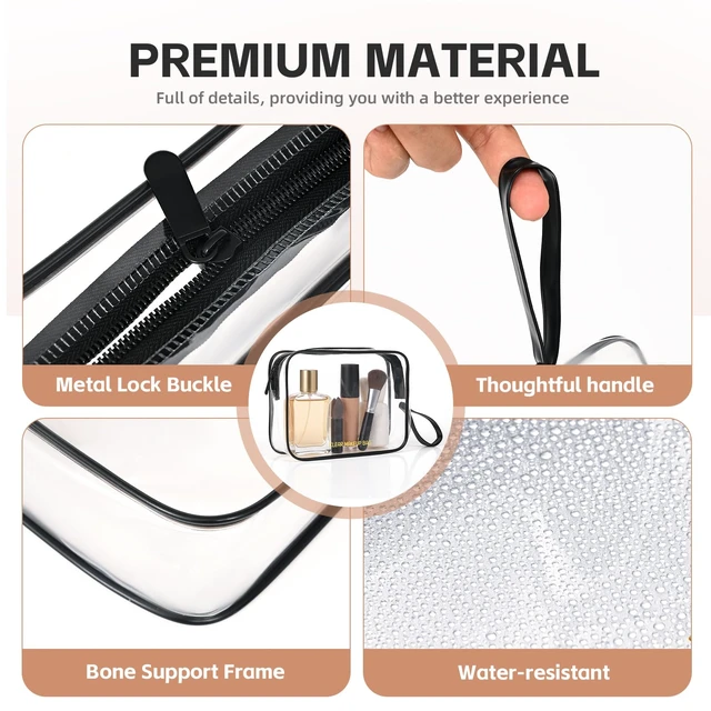 Alt view image 2 of 7 - Icramsy Clear Makeup Bag,2 Pack TSA Approved Toiletry Bag for Women & Men