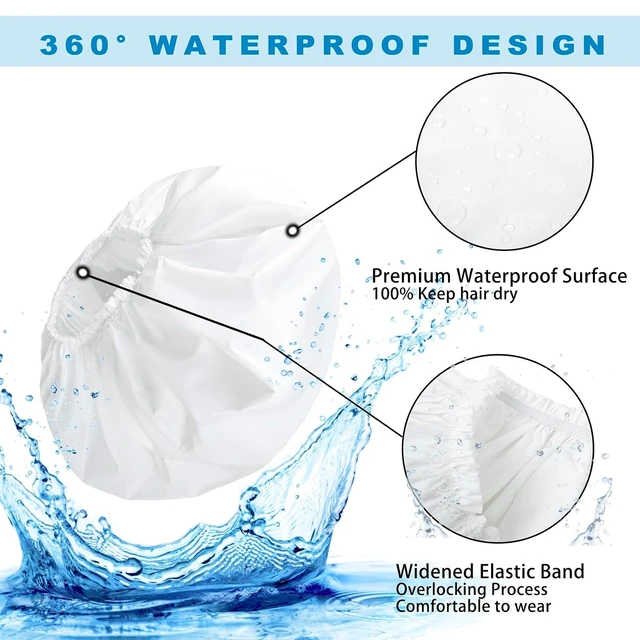 Alt view image 5 of 7 - Super Jumbo Shower Cap for Women, 2 PCS Waterproof Hair Caps for Locs