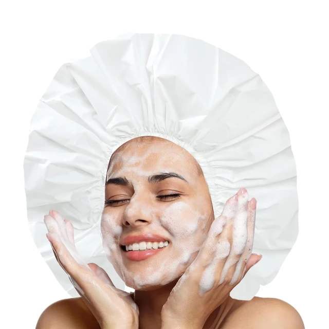 Alt view image 7 of 7 - Super Jumbo Shower Cap for Women, 2 PCS Waterproof Hair Caps for Locs