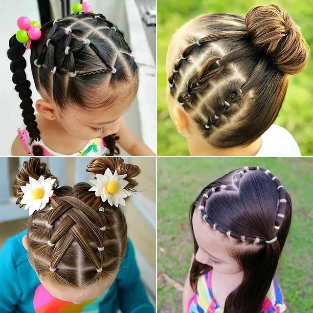 Alt view image 7 of 7 - 1000Pcs Hair Rubber Bands, Soft Small Hair Elastics for Girls and Women, 2pcs Topsy Tail Tools, 1 Rat Tail Comb, Pink Schembo
