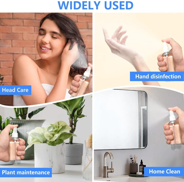 Alt view image 6 of 6 - DTDNZKN 4 Pack 1 Oz (30ml) Mini Spray Bottles Clear Travel Size, Leak Proof with Funnels and Labels, Reusable Clear Plastic Mini Travel Bottle for Storage Essential Oils, Cleaning, Perfume