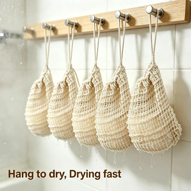 Alt view image 6 of 7 - Soap Bag,5 Packs Bar Saver Pouch,Sisal Soap Saver Bag