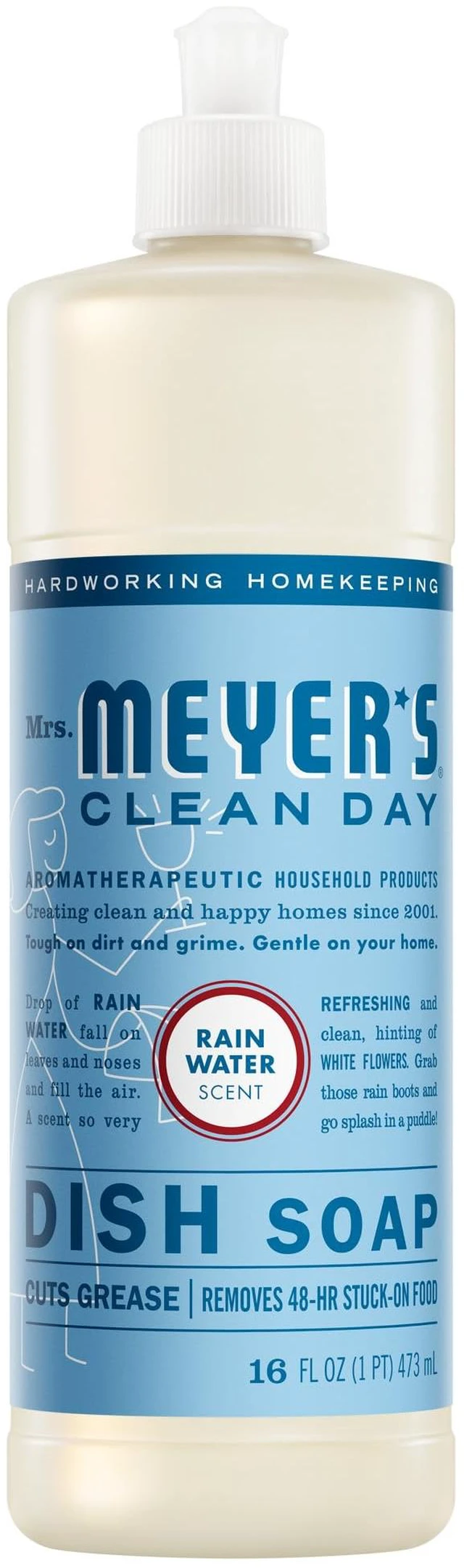 Main image of MRS. MEYER'S CLEAN DAY Liquid Dish Soap, Rain Water, 16 fl. oz