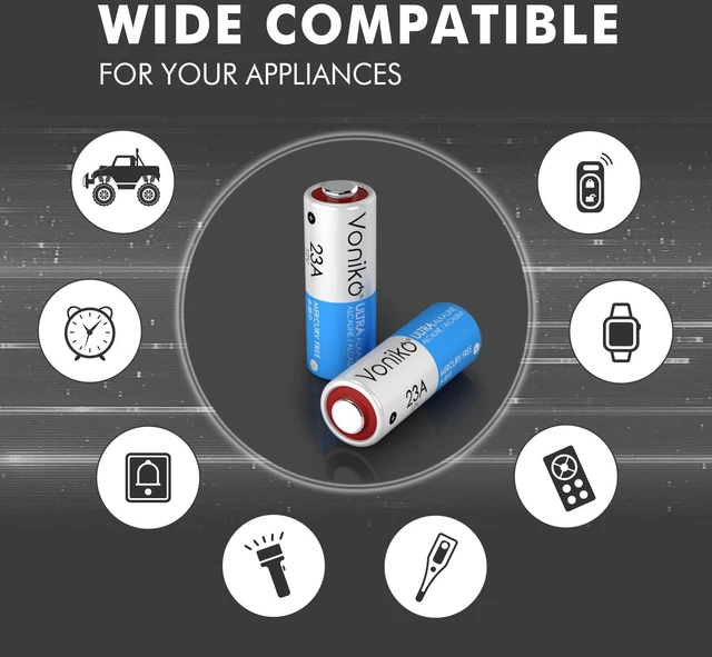 Alt view image 3 of 6 - Voniko Alkaline Battery 23A - Ultra 23A Batteries (6-Pack) - Long Lasting 12 Volt A23 Battery for Doorbells and Power Remote
