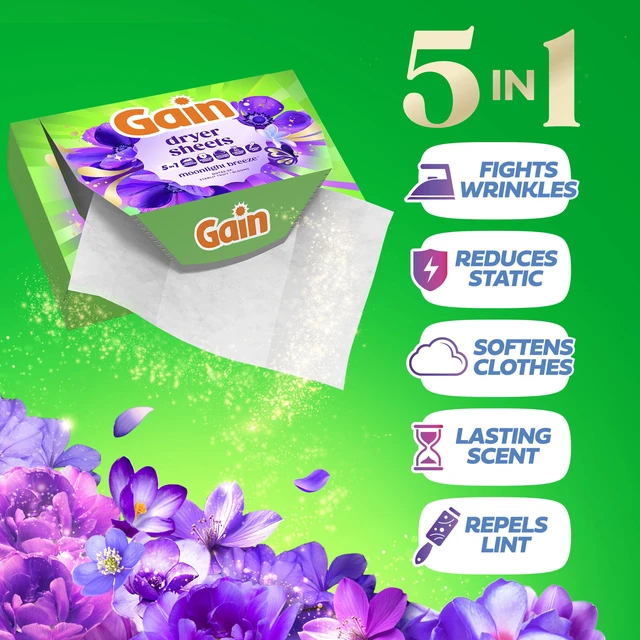 Alt view image 2 of 7 - Gain, Laundry Dryer Sheets, Fabric Softener Anti Static Sheets, Happy Hibiscus Scent, 110 Count