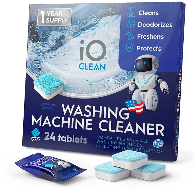 Main image of iO CLEAN Washing Machine Cleaner Descaler Tablets, 24 Count |1 Year Supply