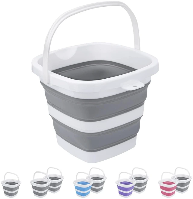 Main image of Collapsible Bucket, 5L 1.3Gallon Small Cleaning Mop Buckets for Household Outdoor Car Washing Tub Plastic Foldable Portable Camping Beach Sand Water Pot Pail Space Saving Square
