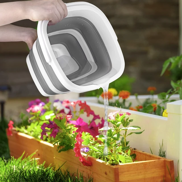 Alt view image 6 of 7 - Collapsible Bucket, 5L 1.3Gallon Small Cleaning Mop Buckets for Household Outdoor Car Washing Tub Plastic Foldable Portable Camping Beach Sand Water Pot Pail Space Saving Square