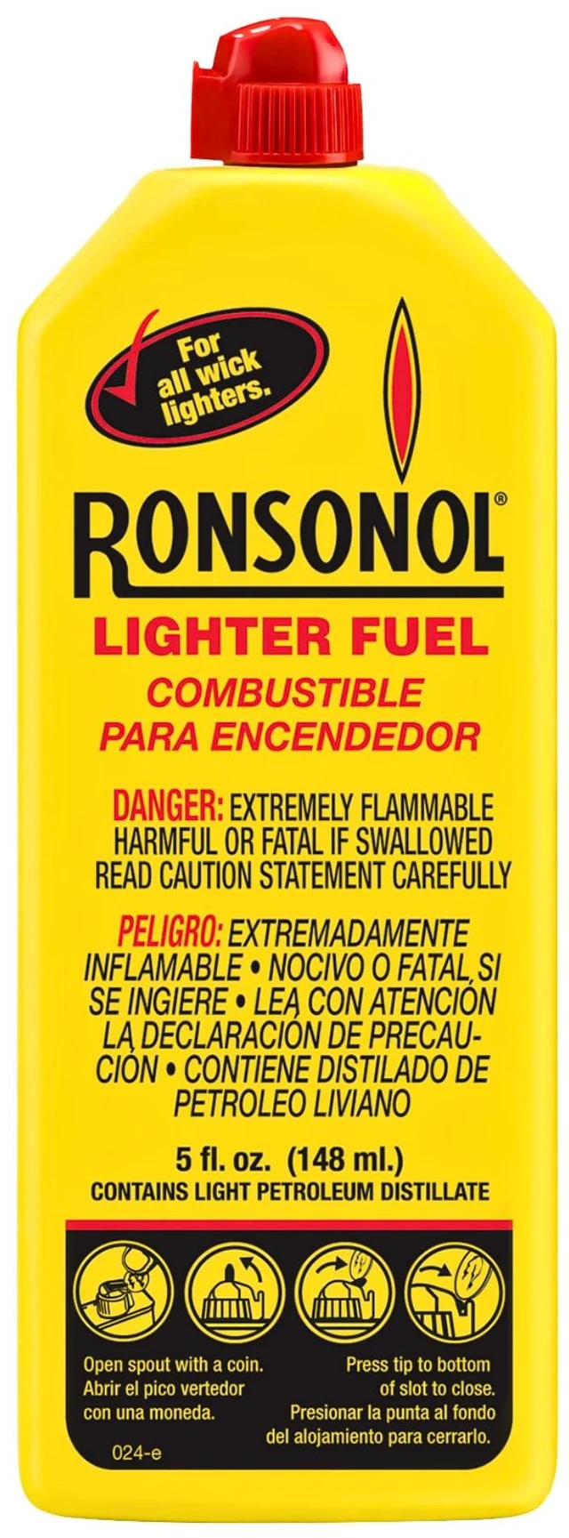 Main image of Ronson Lighter Fuel 5 fl oz Lighter Fluid Refill for Wick Lighters, Clean-Burning Fuel for Refillable Lighters, Outdoor, Camping & Everyday Use, Precision Pour Spout