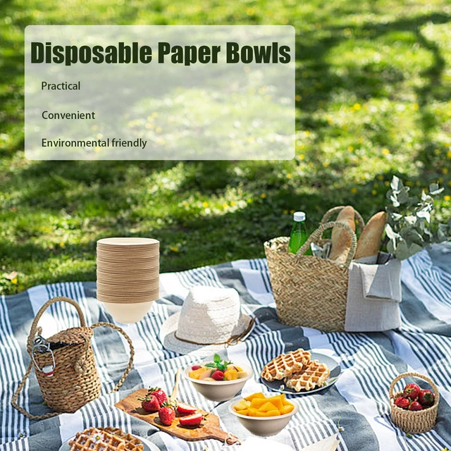 Alt view image 7 of 7 - 100 Pack 8oz Compostable Paper Bowls,Heavy-Duty Disposable Natural Bagasse Bowls,Biodegradable Soup Bowls,Eco-Friendly,Heat Resistant,for Ice Cream,Salad,Soup,Snack,Dessert,Pasta,Hot or Cold Use
