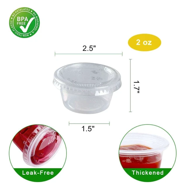 Alt view image 3 of 6 - TashiBox 2 oz 100 Sets Disposable Plastic Cups with Lids, Jello Shot Cups Souffle Cups