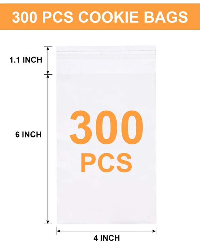 Alt view image 5 of 7 - 300 Pcs Self Adhesive Cookie Bags, 4x6in Sealing Cellophane Bags