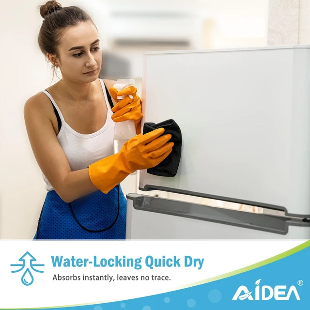 Alt view image 4 of 6 - AIDEA Black Microfiber Cleaning Cloth-12PK, Absorbent Cleaning Rags 12"x12"