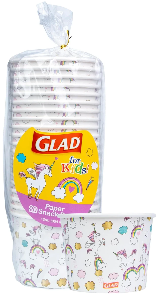Main image of Glad for Kids Unicorns Disposable Paper Snack Bowls, 12 Oz, 20 Count