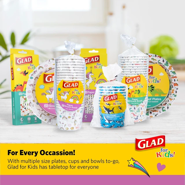 Alt view image 3 of 6 - Glad for Kids Unicorns Disposable Paper Snack Bowls, 12 Oz, 20 Count