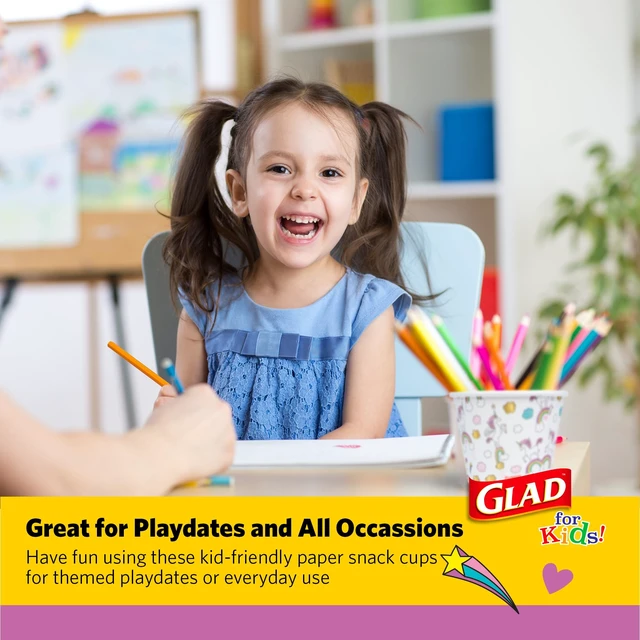 Alt view image 4 of 6 - Glad for Kids Unicorns Disposable Paper Snack Bowls, 12 Oz, 20 Count
