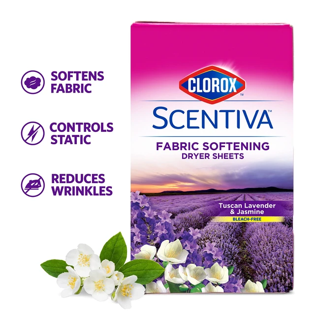 Alt view image 6 of 6 - Clorox Scentiva Dryer Sheets, Tuscan Lavender & Jasmine, 40 Count