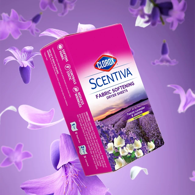Alt view image 2 of 6 - Clorox Scentiva Dryer Sheets, Tuscan Lavender & Jasmine, 40 Count