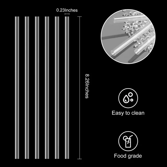 Alt view image 5 of 5 - 100 Pcs Clear Plastic Straws, Disposable Drinking Straws, 8.26" Long and 0.23'' Diameter