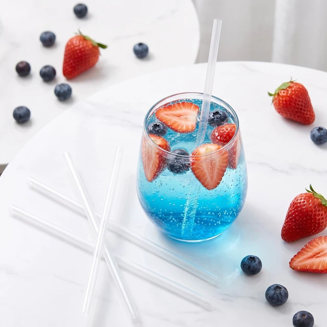 Alt view image 3 of 5 - 100 Pcs Clear Plastic Straws, Disposable Drinking Straws, 8.26" Long and 0.23'' Diameter