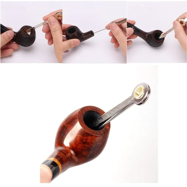 Alt view image 3 of 4 - 3-In-1 Pipe Scraper Set for Tobacco Pipe Folding Cleaning Ashtray Accessories, silver