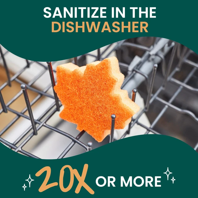 Alt view image 7 of 7 - Scotch-Brite Leafy Clean Scrub Sponge, Two-Sided Kitchen Sponges for Cleaning Effectively, Leaf Shaped Dish Sponges with 100% Recycled Scrubbing Fibers, 1 Scrubbing Sponge