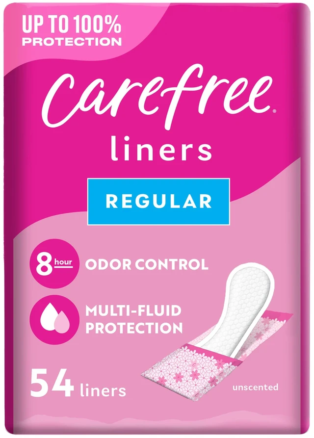 Main image of Carefree Panty Liners for Women, Regular, Wrapped, Unscented, 54 ct