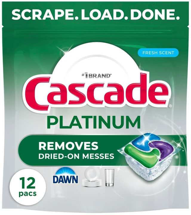 Main image of Cascade Platinum Dishwasher Pods, Dishwasher Detergent, Dish Detergent Soap, Fresh, 12 count