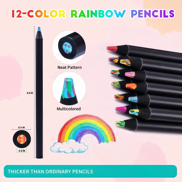 Alt view image 6 of 6 - Stocking Stuffers for Kids 12 Colored Rainbow Pencils for Teen Girl Boys
