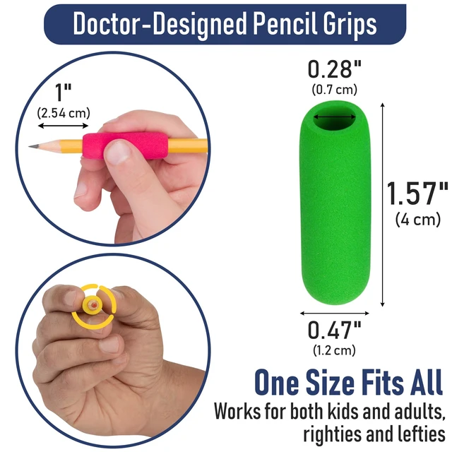 Alt view image 6 of 7 - The Pencil Grip The Classics Soft Foam Pencil Grips, Ergonomic Writing Aid For Lefties And Righties, 1.5 Inch Long, Assorted Colors, 12 Count - TPG-16412