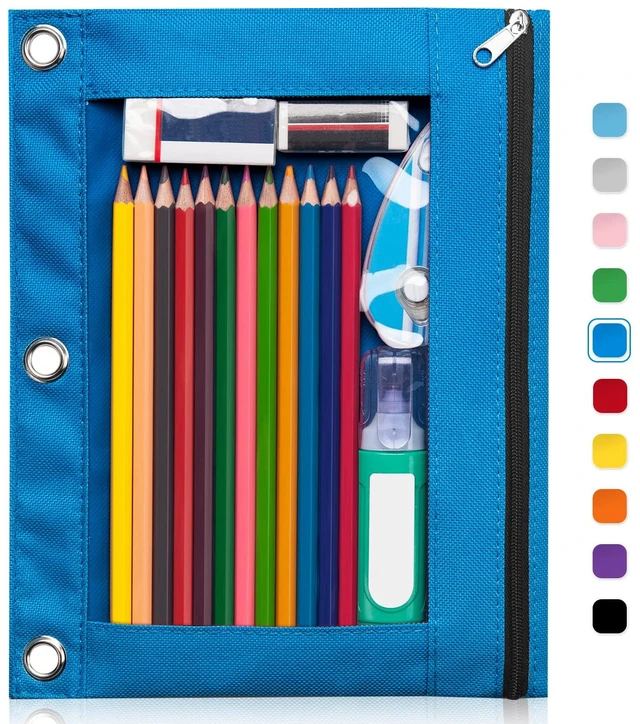 Main image of Forvencer Pencil Pouch for 3 Ring Binder, Clear Window Pencil Case Binder