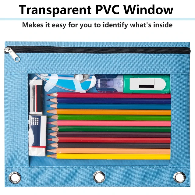 Alt view image 7 of 7 - Forvencer Pencil Pouch for 3 Ring Binder, Clear Window Pencil Case Binder