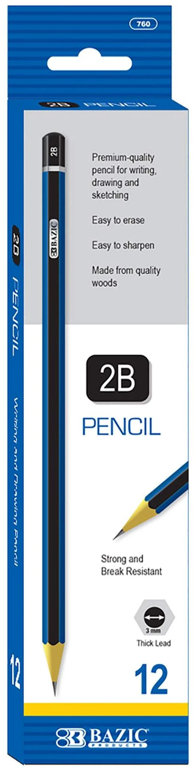 Main image of BAZIC #2B Premium Wood Pencil, Blue, 12 Per Pack (760-24P)