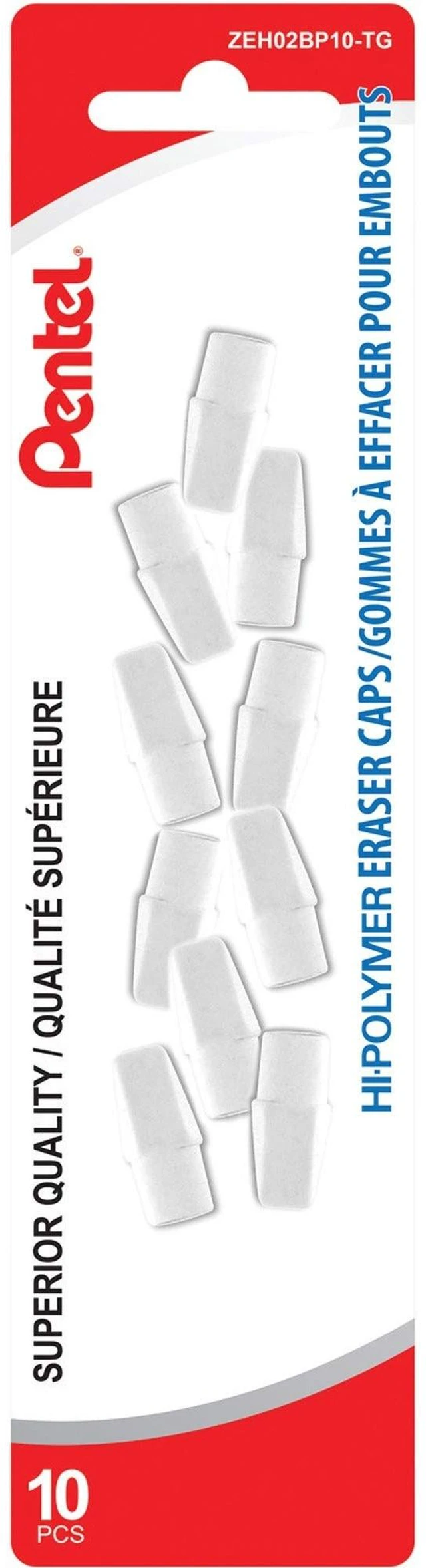 Main image of Pentel Hi-Polymer White Cap Erasers, Pack of 10 (ZEH02BP10)