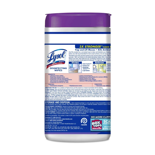 Alt view image 4 of 6 - Lysol Disinfecting Wipes, Multi-Surface Cleaner, Morning Breeze, 80 ct.