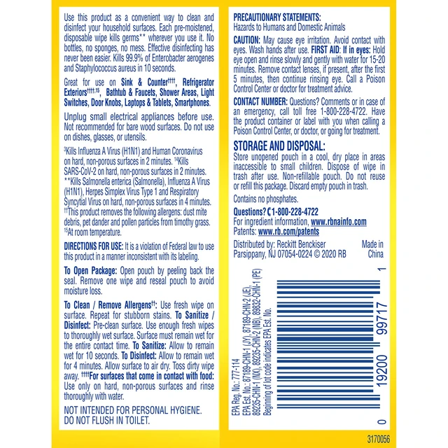 Alt view image 2 of 6 - Lysol Disinfecting Wipes To-Go Pack, Lemon Scent, 15 Count (Pack of 2)