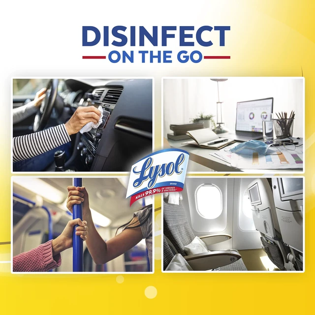 Alt view image 6 of 6 - Lysol Disinfecting Wipes To-Go Pack, Lemon Scent, 15 Count (Pack of 2)